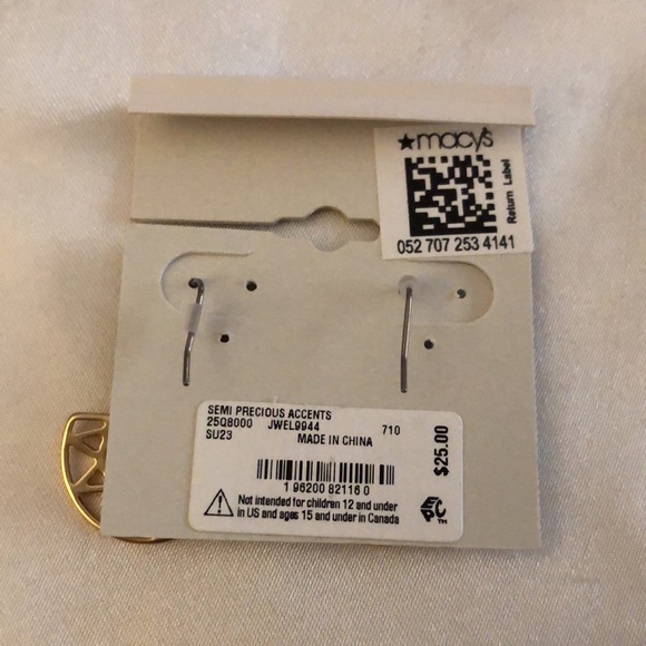 Lucky Brand Gold Tone Sun Ray Drop Earrings Turquoise Accent NWT - Picture 10 of 11